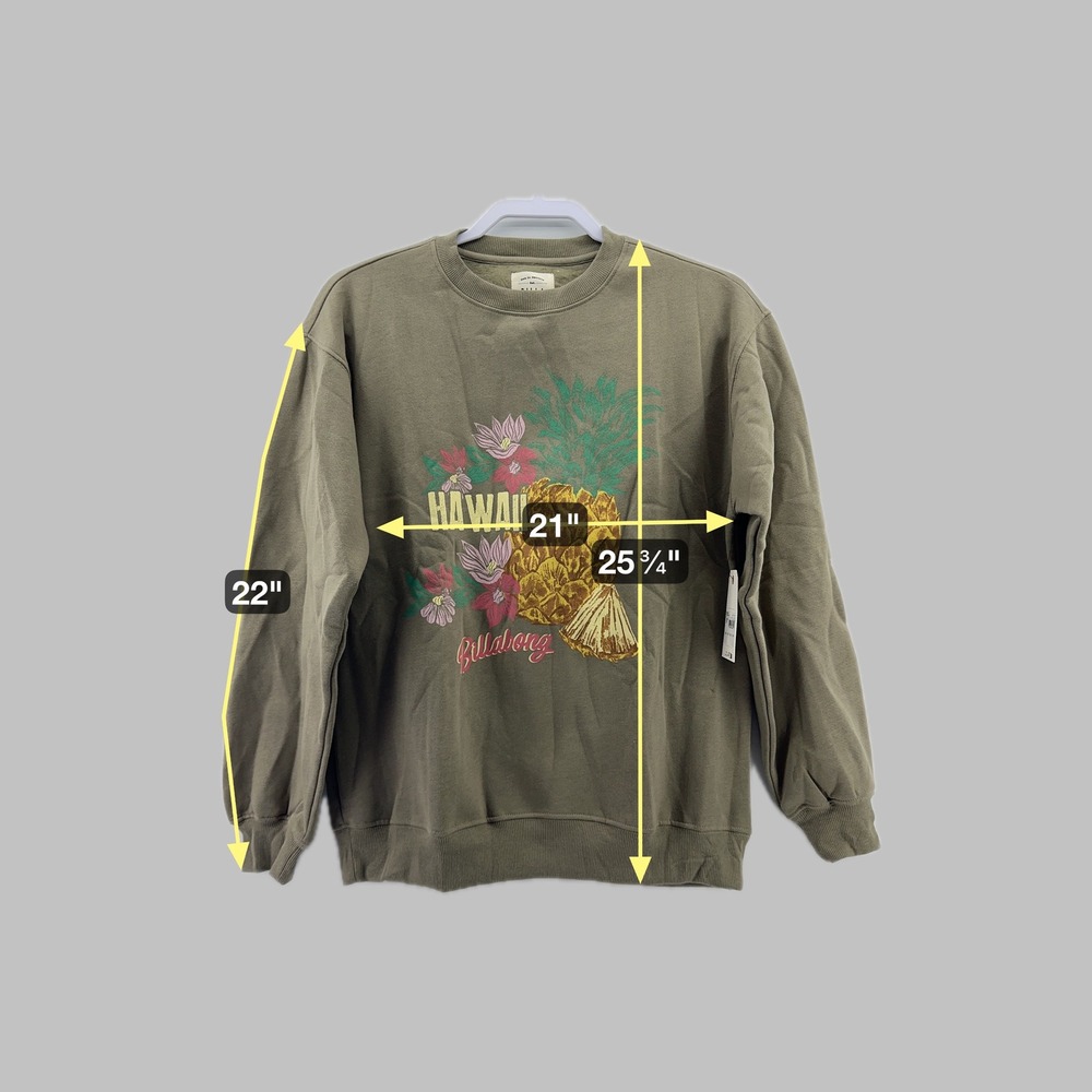 Billabong Hawaii Pineapple Vacay Graphic Sweatshirt Top Womens S/8 NWT - Picture 3 of 10